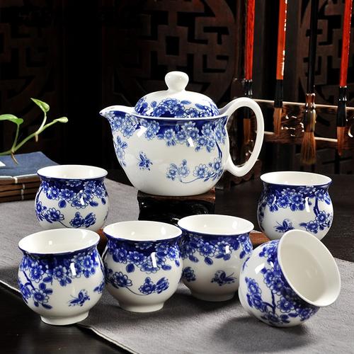 青花瓷茶壶茶杯家用茶具茶杯生活日用家居家庭清洁家居器皿水具水杯